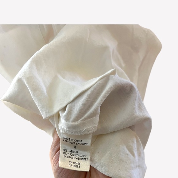 THEORY NWT SALINA DRESS WHITE CRUNCH STRETCH LINEN BELTED BUTTON TANK DR… - Picture 10 of 12